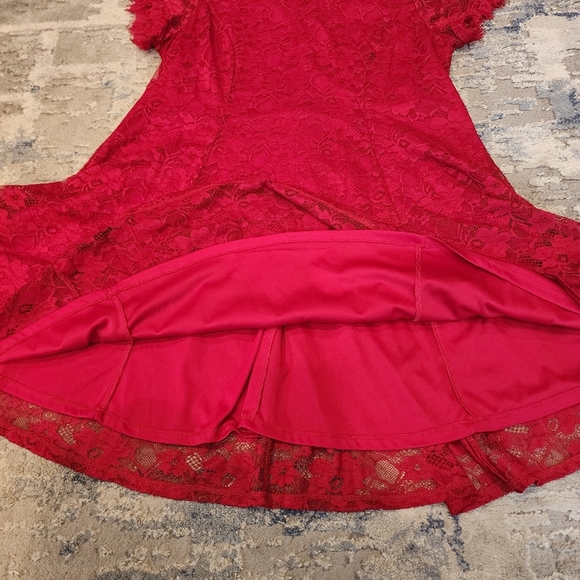 Torrid Mini Lace High Neck Red Skater Dress Size 1X Stretch Holiday Party Event - Picture 3 of 16